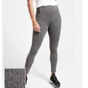 Athleta Delancey Herringbone Leggings Tight, Black & White | Size Small